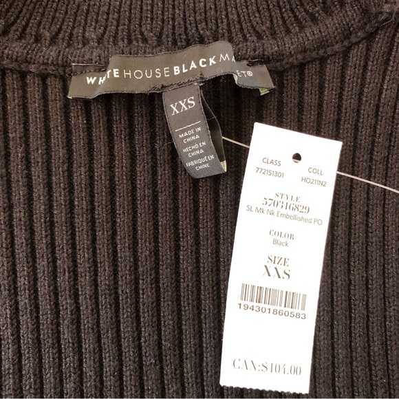 ⭐️NEW⭐️White House Black Market (WHBM) Beaded Mock Neck Sweater - Picture 7 of 10